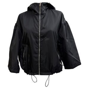 Prada Zipped Hooded Jacket in Black Polyamide